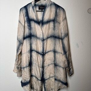 Johnny Was Biya 100% Silk Tie Dye Oversized Tunic Blouse